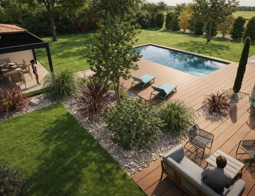 Visuel 3D de l'aménagement d'un jardin
